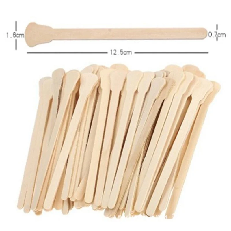 

Sdatter 100pcs Waxing Sticks Smooth Tongue Depressor Face Eyebrows Disposable Hair Removal Applicator Spatulas Body Small Wooden