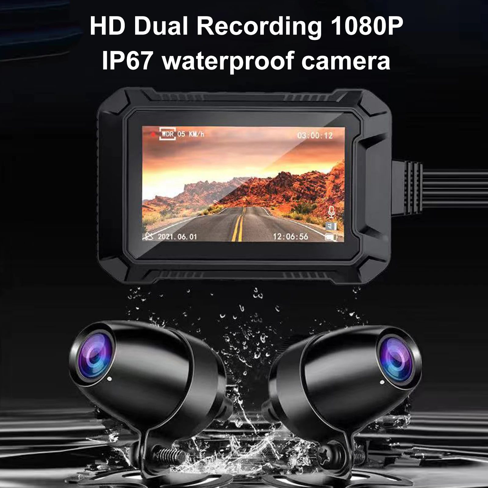 

Мотоциклетная камера DVR HD 3,0 дюйма 1080P регистратор вождения мотоцикла IP67 водонепроницаемая мотоциклетная Передняя и задняя камера видеорегистратор DVR