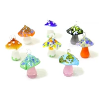2pcs mini cute mushroom charms glass pendants for necklace bracelet earring diy jewelry making accessories easter decor supplies