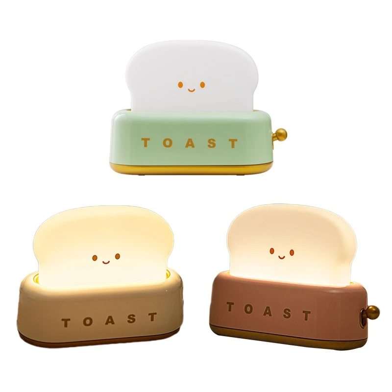 

2023 New Portable Bedside Nightlight with Timer Cute Toast Bread LED Night lamp Rechargeable Desk Decor Sleep Lamp Easy to Use