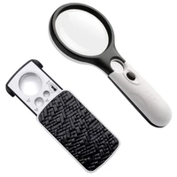 2 pcs led light appreciation reading magnifying glass high power handheld magnifying glass 75mm mirror magnifying glass