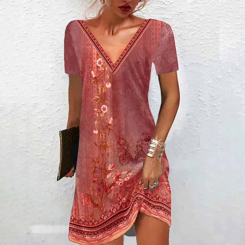 

Women New Loose Vintage Ruffles Spring Long Full Sleeve Casual Befree S-5XL Dress Large Big Summer Printed Party Dresses