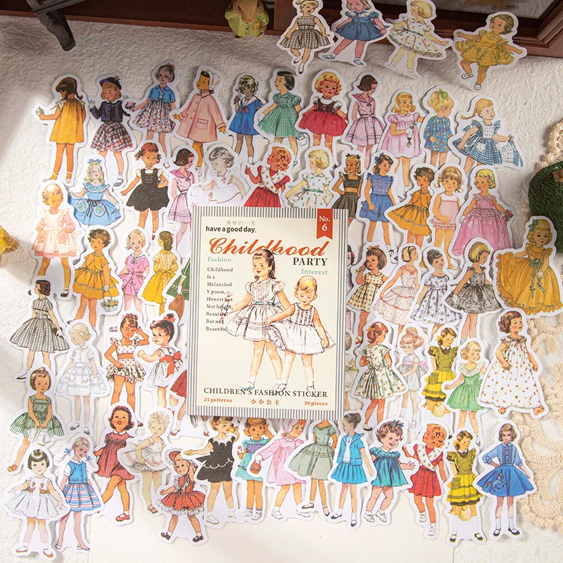 

50 листов, декоративные наклейки-коллажи для девочек, 142 х95 мм
