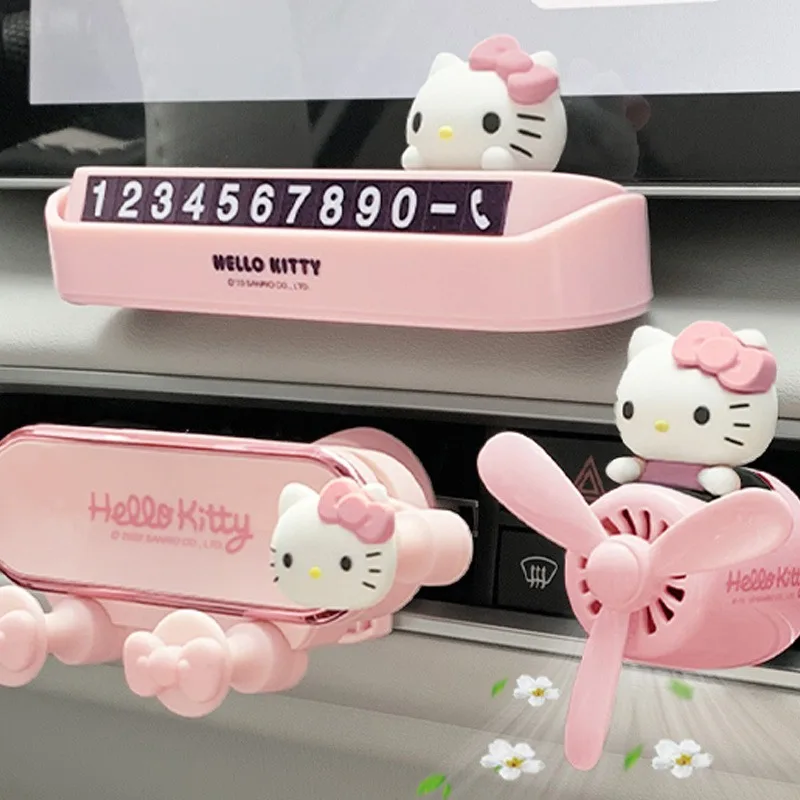 

Kawaii HelloKittys ароматерапия для автомобиля кондиционер воздуха на воздухе креативное маленькое украшение для самолета аниме лук Kitty ароматизатор