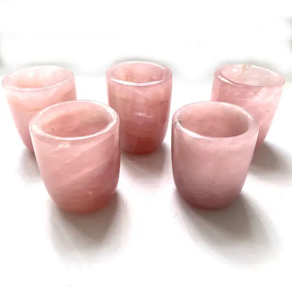 

Factory price Natural Crystal Handmade rose quartz cup carving for healing