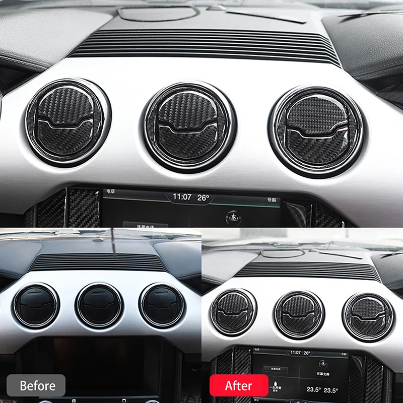 

For Ford Mustang 2015-2020 Carbon Fiber Car Interior Air Vent Outlet Trim Cover Auto Styling Decoration Accessories
