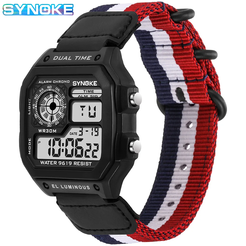 

SYNOKE Men Digital Watch Sports Fitness Waterproof Watch Multifunction Stopwatch LED Fashion Watches for Men Reloj Hombre