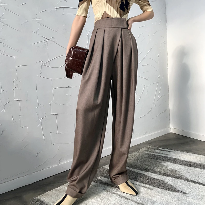 

Women's Black Casual Harem Trousers Women High Waist Loose Wide Leg Pants Women 2021 Spring Korean Fashion Streetwear Women