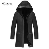 gours winter genuine leather jackets men casual black real sheepskin long reversible coat with natural wool lining warm gsjf1890