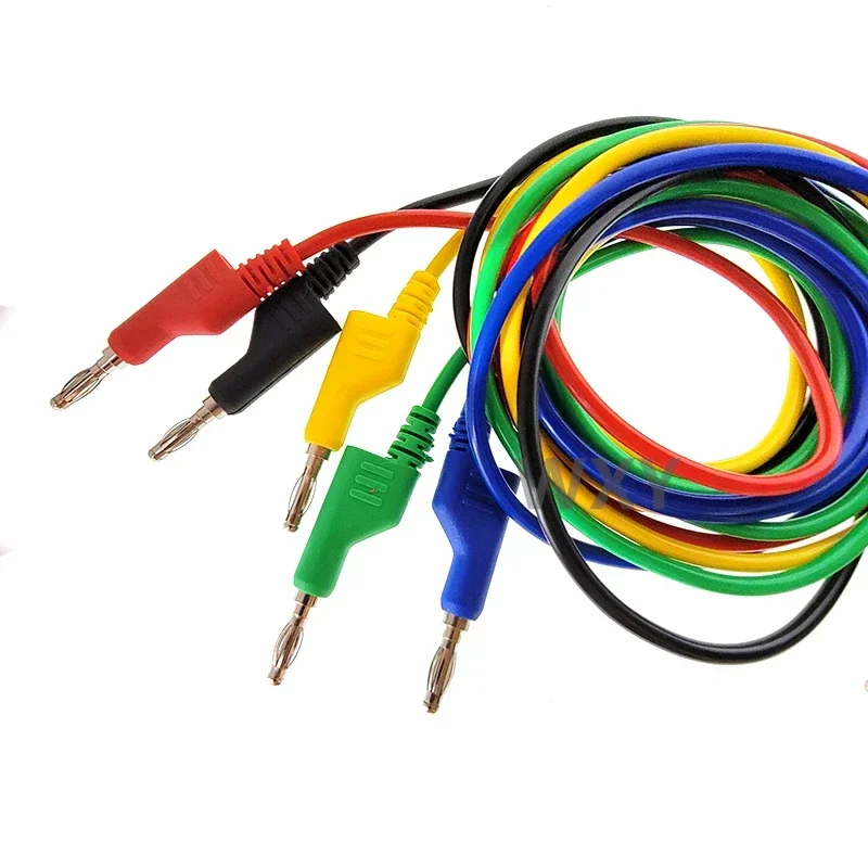 Cleqee P1036 5 шт. 4 мм медный штекер типа банан тестовые провода для мультиметра - 100 см