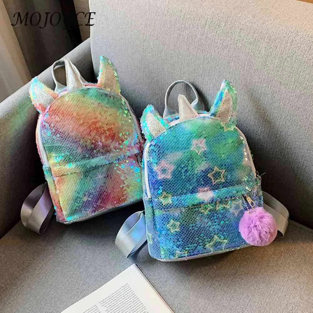 

New Fashion Backpacks Classic Delicate Women Cartoon Sequins Backpack Baby Girls Boy Children Pompom Shoulder Schoolbag