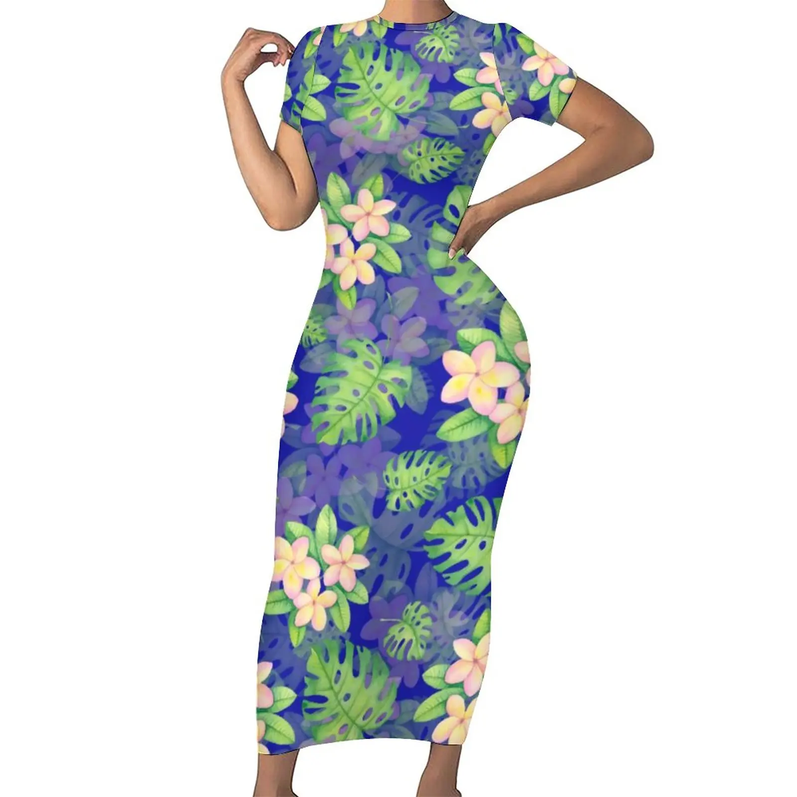 

Облегающее платье с тропическими пальмовыми листьями, красивые весенние платья макси с цветочным принтом, уличное модное платье большого р...