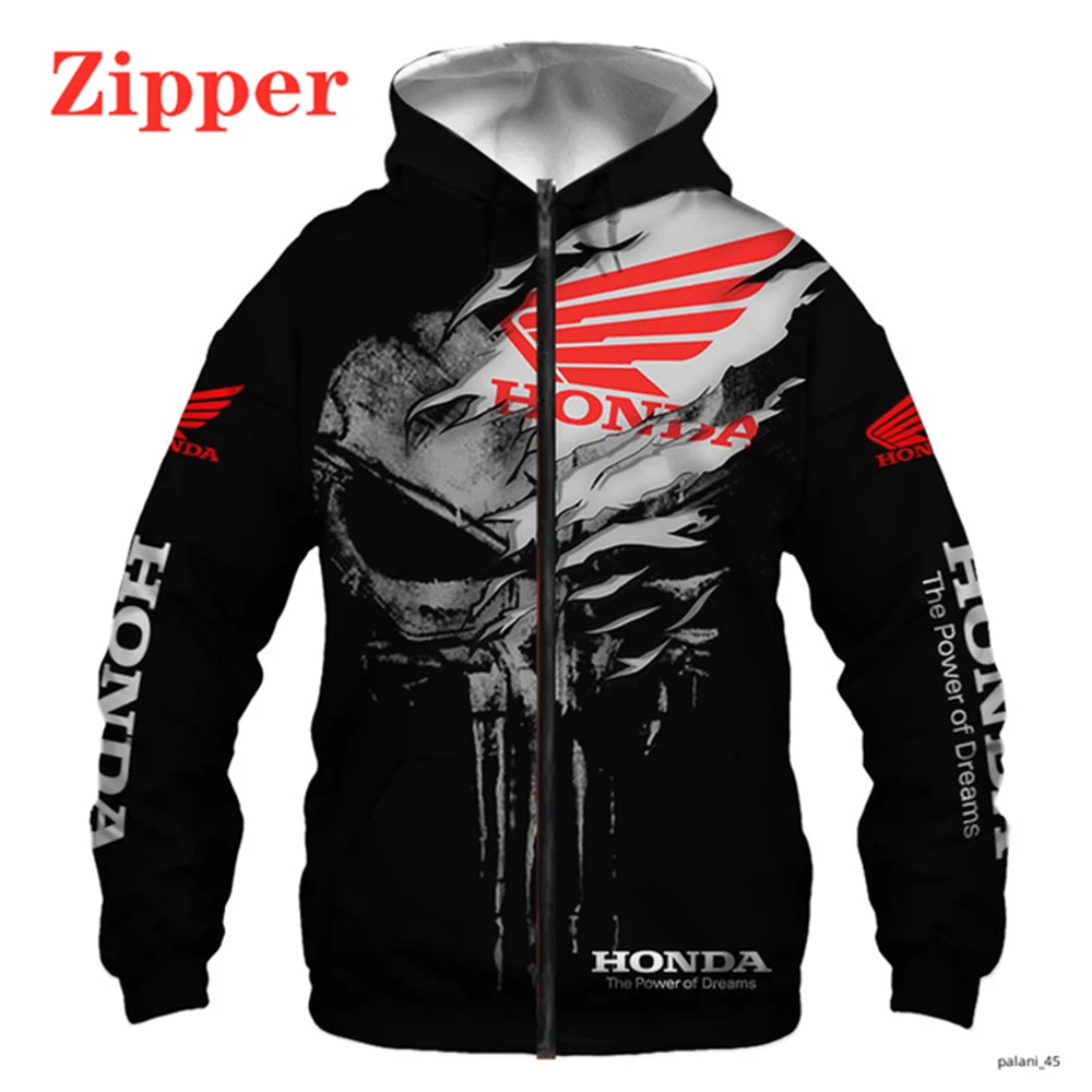 

2021 New Zipper Honda Motorcycle Racing Men's Hoodie Sweatshirt 3D Digital Printing Hoodie Pullover Fashion Jacket Casual Sports