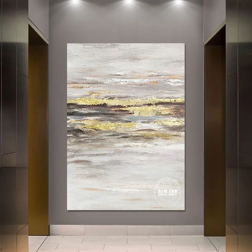 

Canvas Roll Design Acrylic Abstract Art Unframed Hotel Artwork Large Size Gold Foil Wall Paintings For Living Room Decor Picture