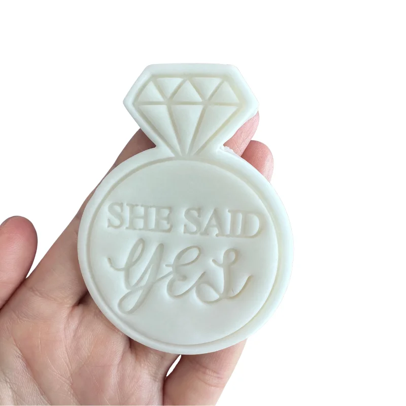 Инструмент для выпечки свадебное кольцо 3D пла штамп с резаком She Said Yes печенье