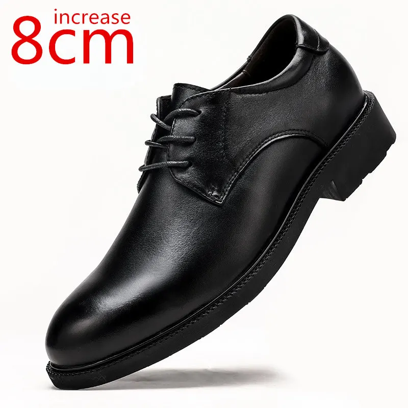 

Elevator Derby Men's Shoes Four Seasons Invisible Heightening 8cm Business Leather Shoe Men Formal British Wedding Leather Shoes