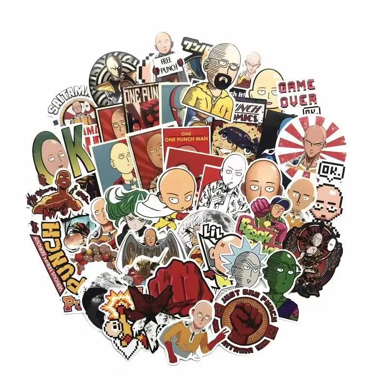 td zw 50 pcslot japanese anime one punch man stickers for car laptop phone skateboard motorcycle bicycle cartoon sticker free global shipping