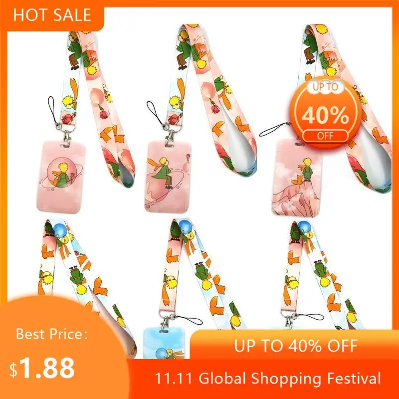 

Little prince powderblue Lanyard Credit Card ID Holder Bag Student Women Travel Card Cover Badge Car Keychain Decorations