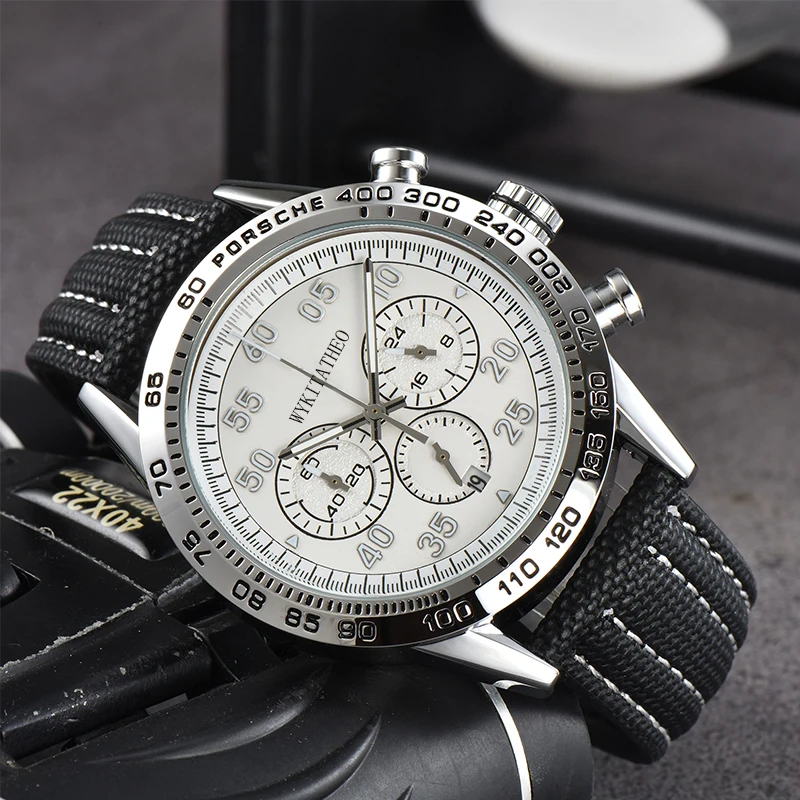 

Multi Functions Men's Watch Calendar Chronograph Quartz Watches for Men Waterproof Nylon Strap Wristwatch Top Brand