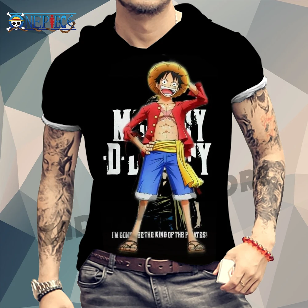 

One Piece Men's Hooded T-Shirt High Quality 3XL Monkey D Luffy Streetwear Y2k Hip Hop Fashion New Essentials T-shirts Oversized