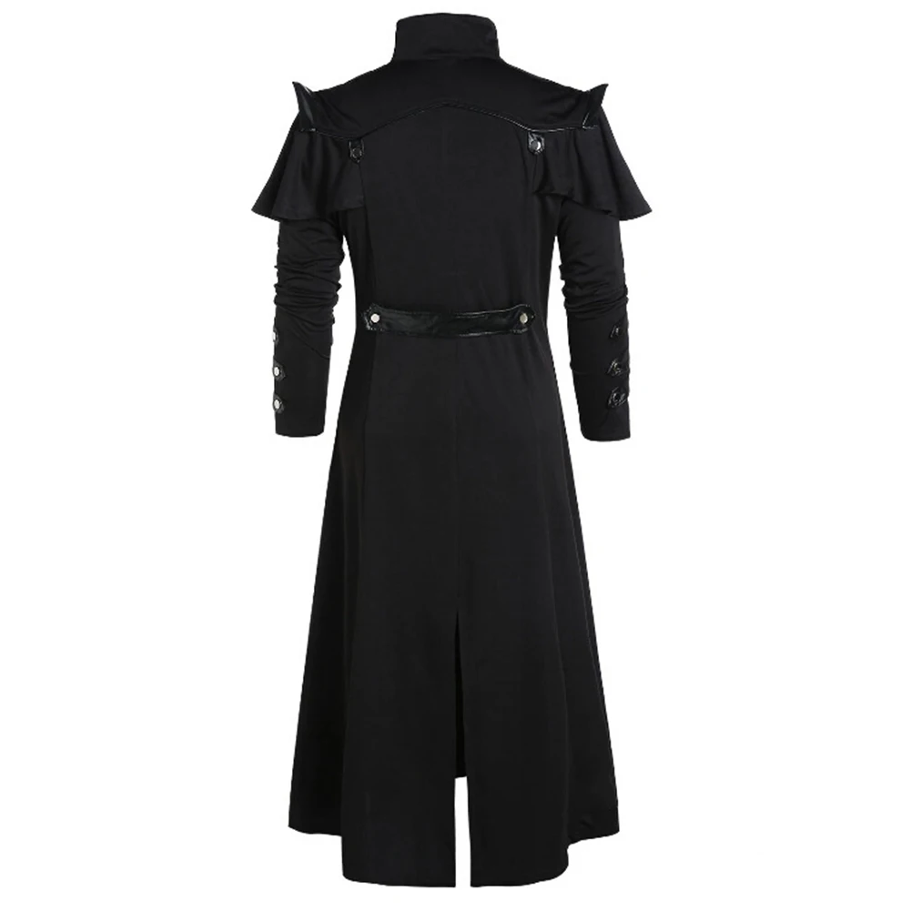 Пальто мужское длинное в средневековом стиле готический плащ с капюшоном