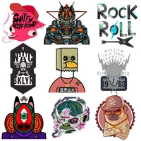 rock roll guitar patches skull thermal stickers on punk clothes hippie iron on transfers for clothing thermoadhesive patch