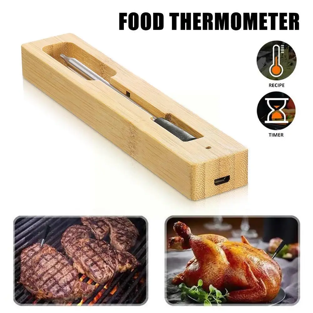 

Kitchen Wireless Meat Thermometer For Oven Grill Bbq Steak Turkey Smoker Bluetooth Connect O2t3 Y5s2