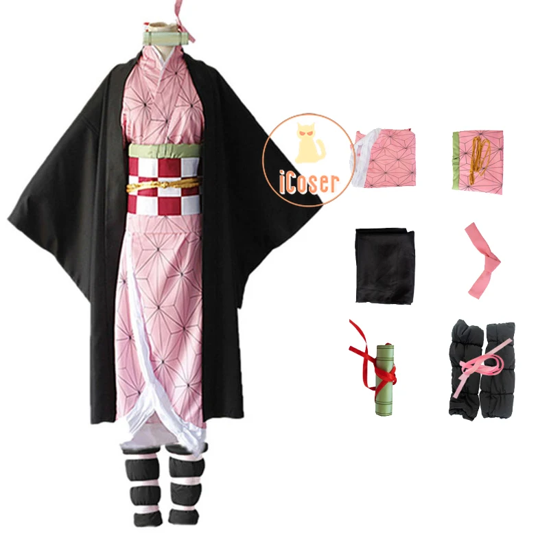 

Nezuko Kamado Cosplay Costume Demon Kimetsu Slayer no Con Yaiba Anime for Comic Kimono Dress Women Carnival Outfit Cute