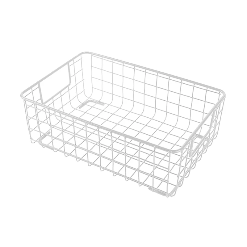 

Creative Metal Wire Storage Basket With Handle Wrought Iron Sundries Container Kitchen