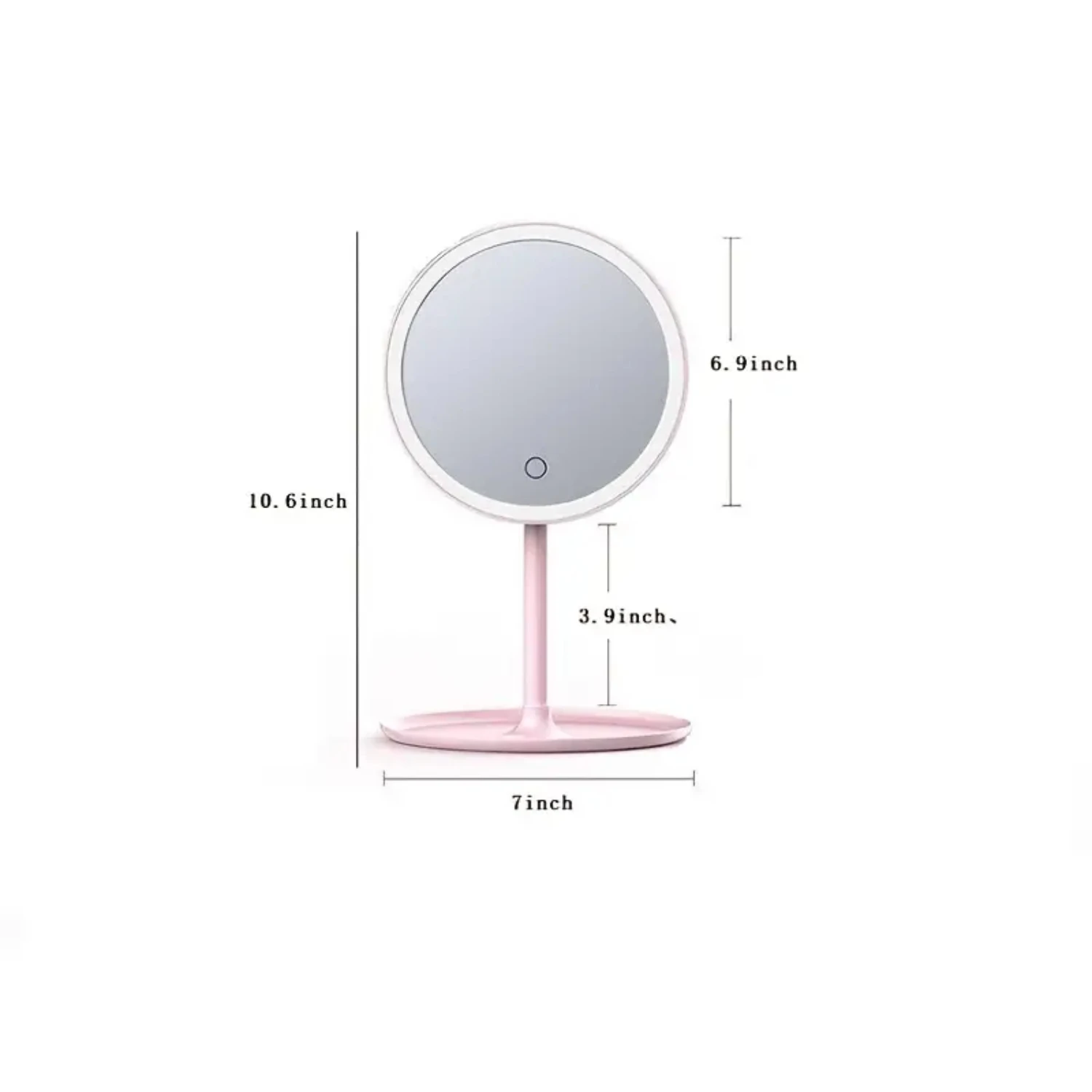 High Definition Portable Cosmetic Makeup Mirror with Rechargeable Battery - Adjustable Touch Control LED Standing Cordl