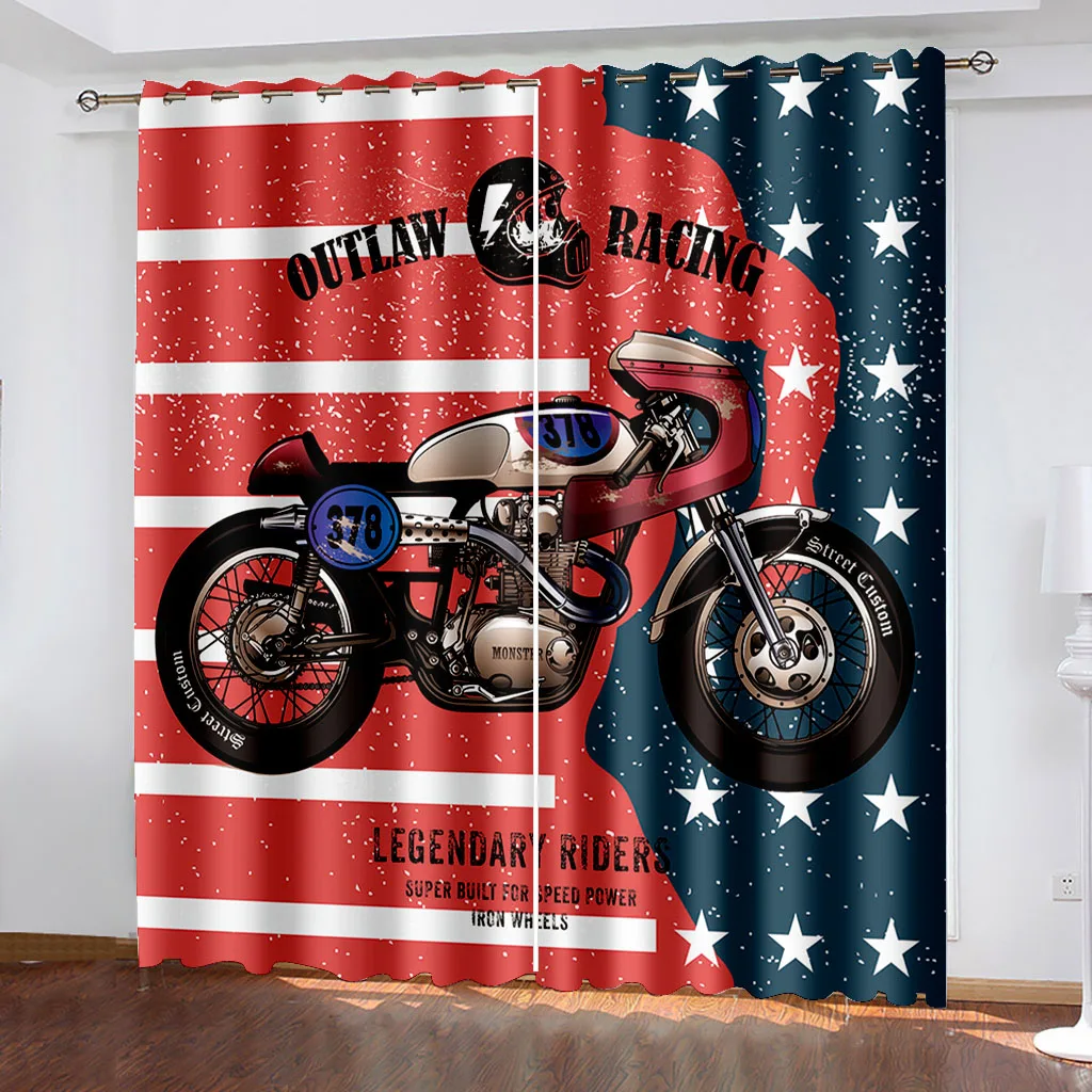

Затемняющие шторы для спальни с американским флагом мотоциклетные затемняющие оконные шторы для гостиной декоративные занавески カーテン