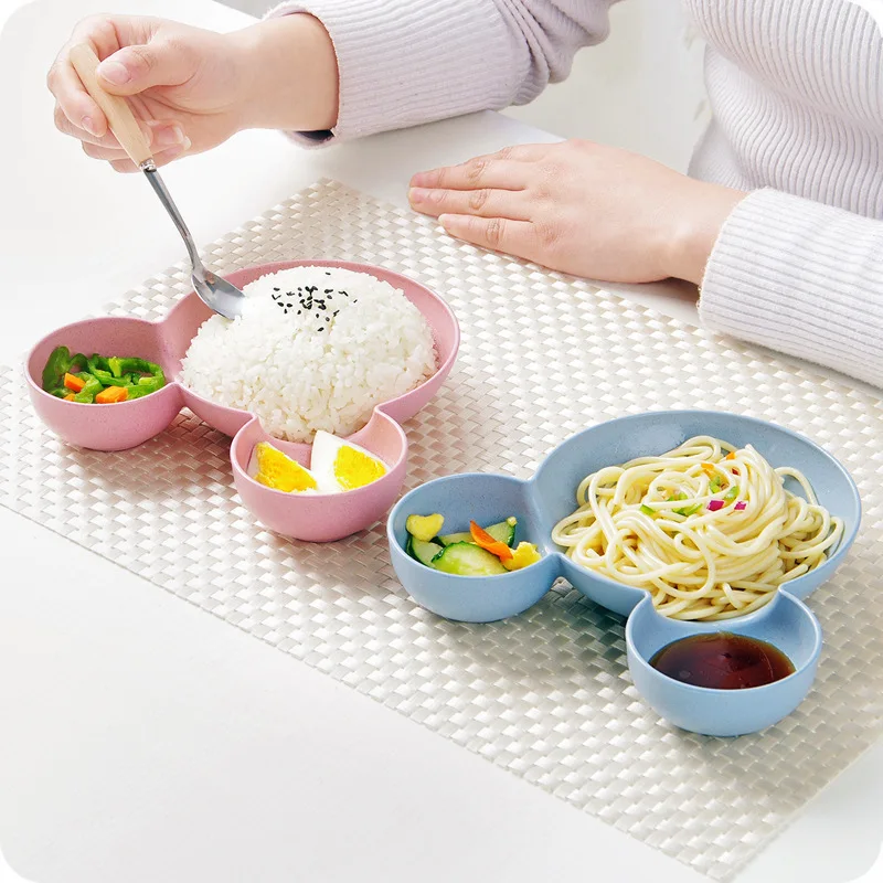 

Baby Eating Food Cartoon Tableware Dishes Kids Dinner Bowl Fruit Plate Heath Children Training Dinnerware with Box