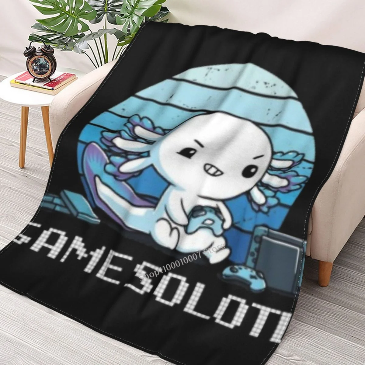 

Games-O-Lotl Funny Axolotl Throw Blanket 3D printed sofa bedroom decorative blanket children adult Christmas gift