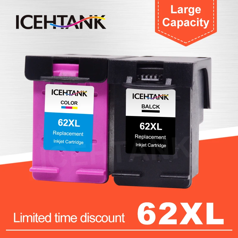 ICEHTANK For HP 62 XL Ink Cartridge For HP 62XL High Yield For HP Envy 5540 5640 5740 7640 5646 5541 5742 5745 200 Printer