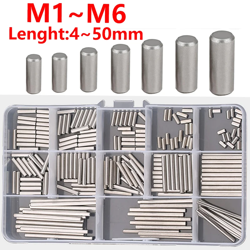 

M1 M1.5 M2 M2.5 M3 M4 M5 M6 304 Stainless Steel Cylindrical Locating Pin Dowel Assorted Kit Cylinder Pin Fasteners Hardware Set