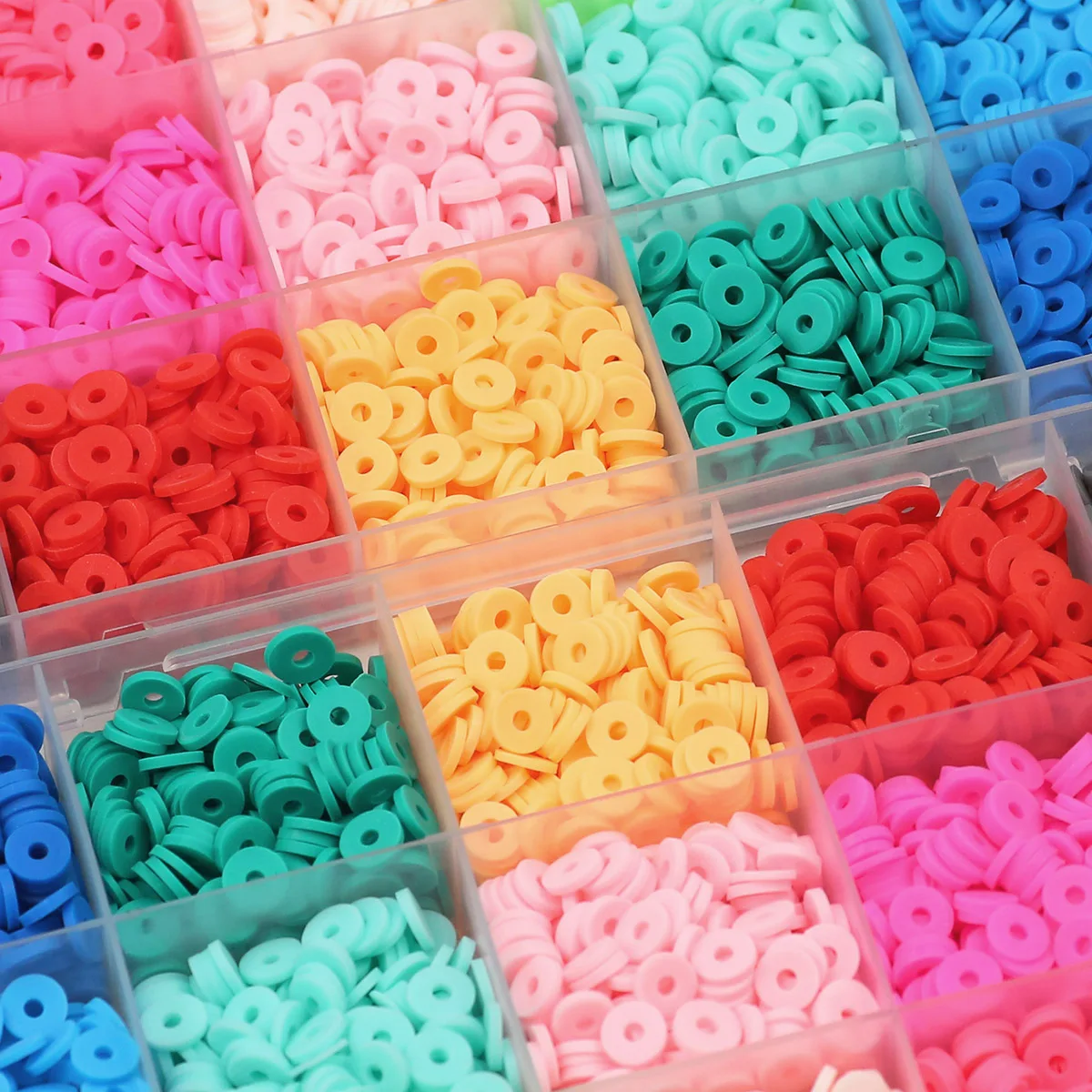 3000PCS Полимерная Глина Плоские Круглые Бусины Набор 6 мм Свободные Просторные Для