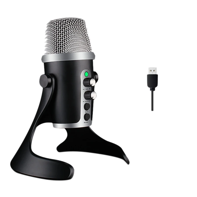 

JY-U4 USB Microphone 360 Degree Pickup Live Microphone For PC Game Streaming Media Podcasts Desktop Microphone Black