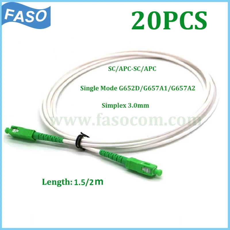 20 штук SC/APC Sx Core Волоконно-Оптический Шнур SM G652D/G657A1/G657A2 3 0 мм blanc LSZH veste 1 5/2 м |