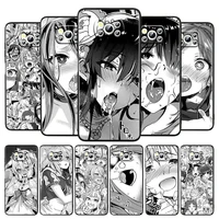 anime girl cartoon cute face for xiaomi poco m4 x4 x3 pro f3 gt nfc m3 c3 m2 f2 f1 x2 4g 5g silicone black phone case cover capa