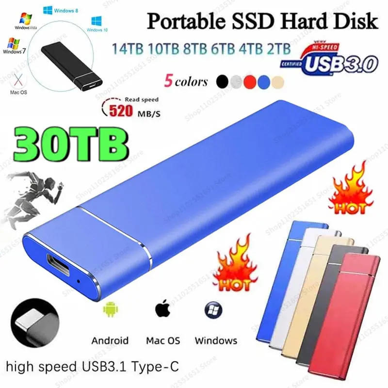 

100% Original SSD External Hard Drives 128 8TB 16TB HD USB HDD Portable Storage Device Mobile Hard Disks for Computer Notebook