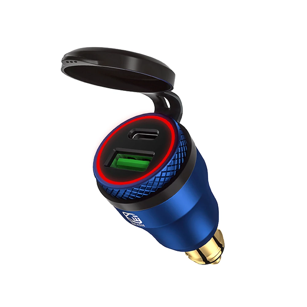 

Aluminium 30W QC 3.0 Quick Charger Type-C PD Power Delivery USB Charger Waterproof for Hella DIN Socket BMW Ducati Triumph
