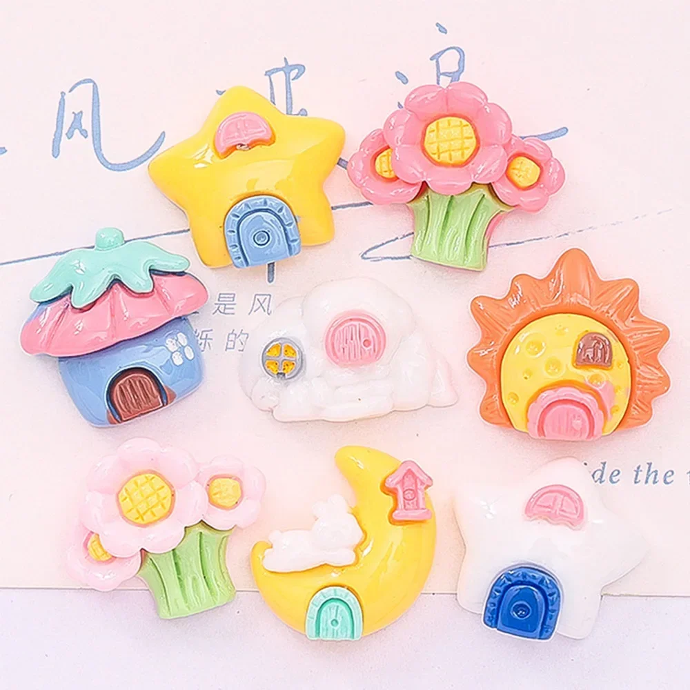 

10PCS Shiny Star House Series Resin Flat Back Cabochons For Hairpin Scrapbooking DIY Jewelry Craft Decoration Accessories