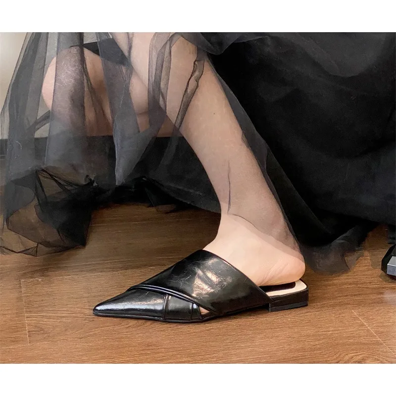 Мюли женские с острым носком повседневные шлепанцы роскошная модная обувь