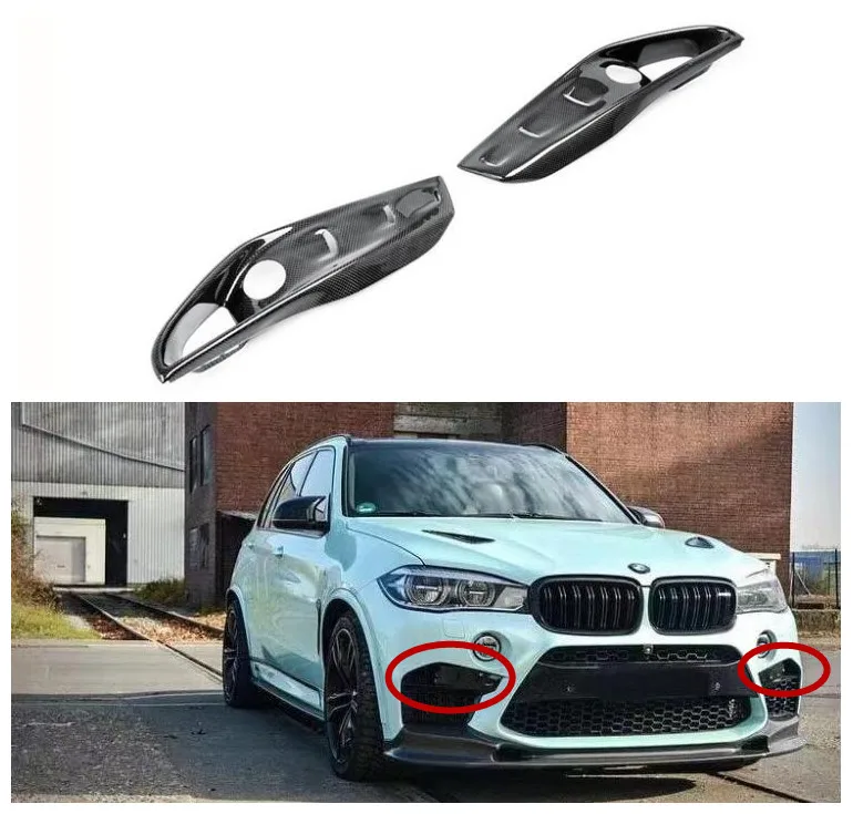 

Real Carbon Fiber Front Bumper Lip grille Splitters Aprons Fog Lamp light Cover For BMW X5M F85 X6M F86 2015-2018