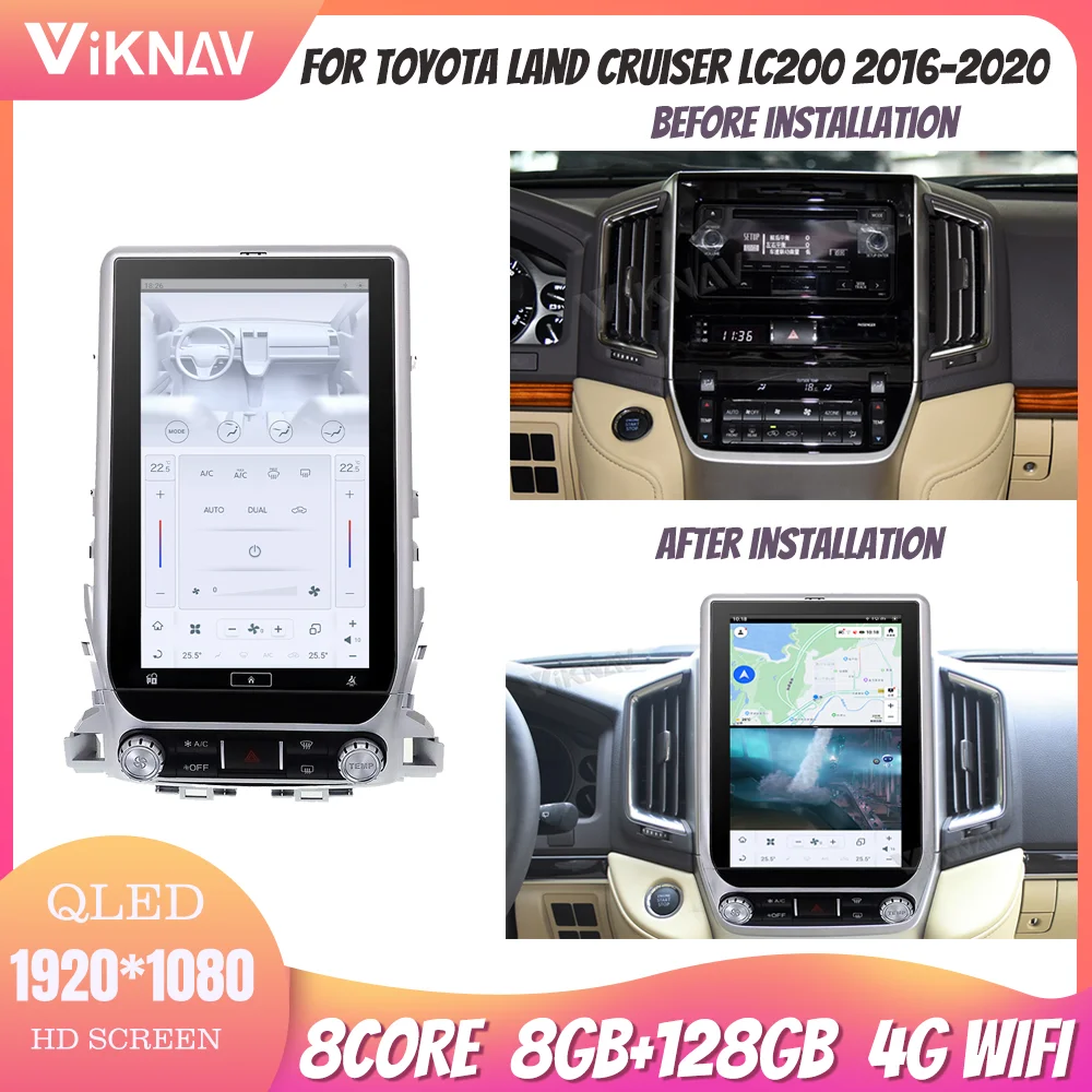 

13.6 Inch Screen Dual System Carplay Radio For Toyota Land Cruiser LC200 2016-2020 Android 11 Original Car Functions Rear View