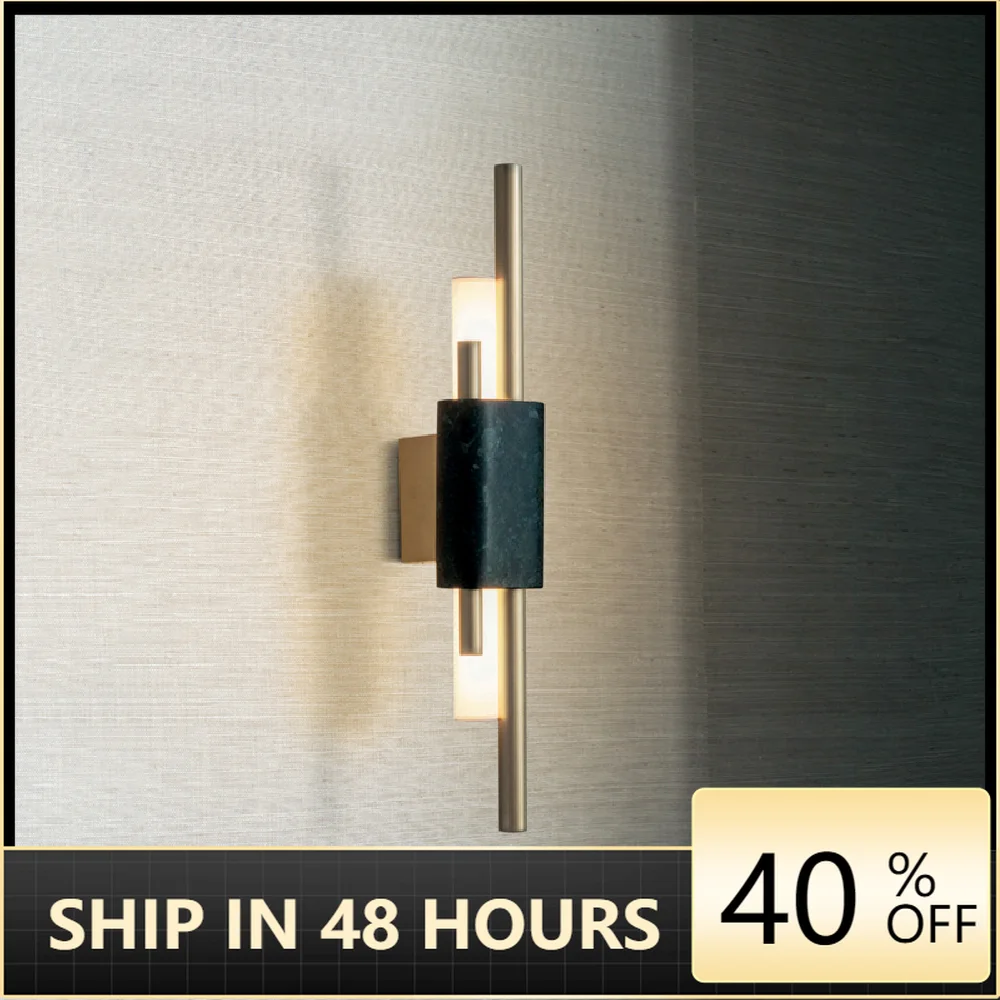 

Мраморная креативная настенная лампа, стеклянный постмодерн, простой светодиодный настенный бра для прикроватной спальни, кабинета, дизай...