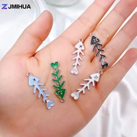 15pcslot silver color charms enamel fish bone pendant for jewelry making earrings necklaces bracelets diy handmade accessories