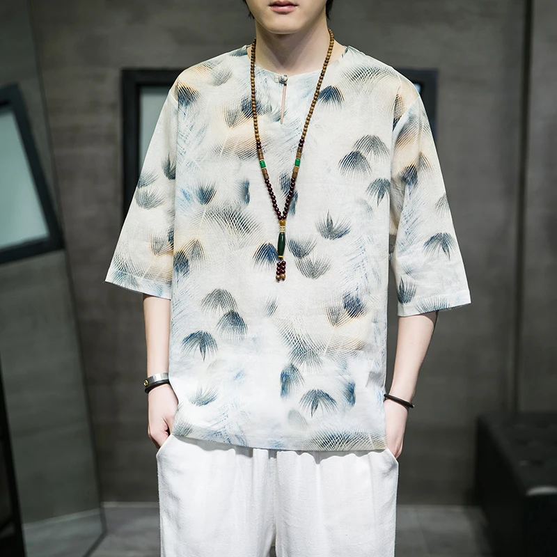 

Traditional Chinese Clothing Style Orient Tang Hanfu for Men Sets Plus Size M-5XL Fashion Embroidery Cotton Linen Suit Summer