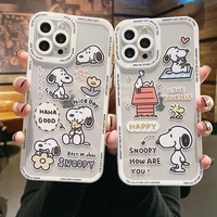 snoopy cartoon phone cases for iphone 13 12 11 pro max xr xs max 8 x 78plus 2022 couple anti drop soft silicone tpu cover