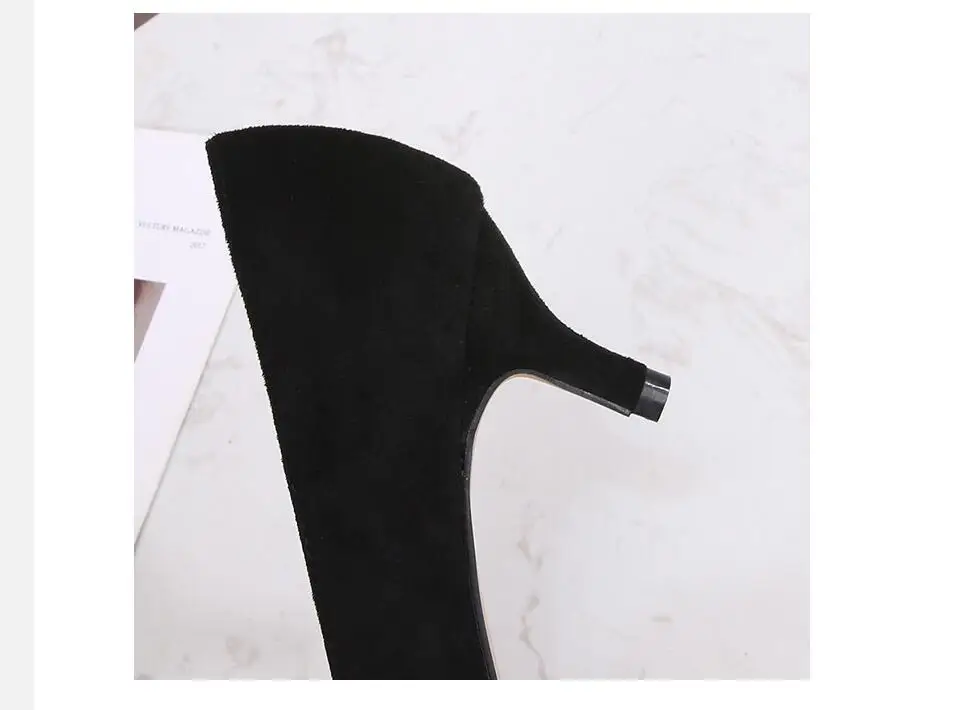 Spring AutumNew Women High Heel Pumps Middle heel Suedes Stiletto Professional Pointed Toe Daily OL Work Shoes Casual Large Size